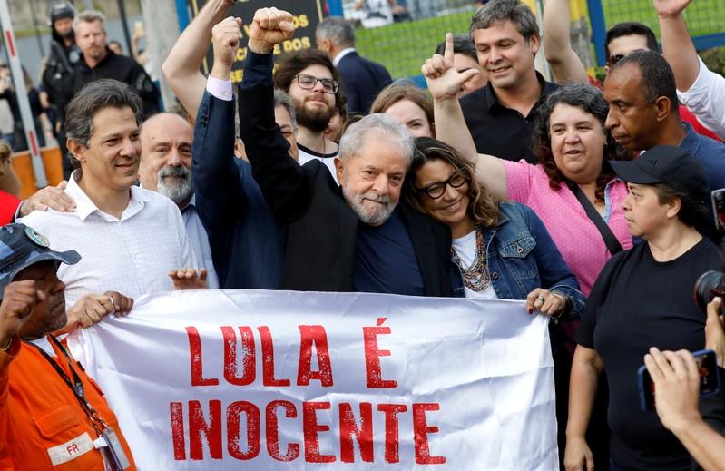 Former Brazilian president Lula leaves prison