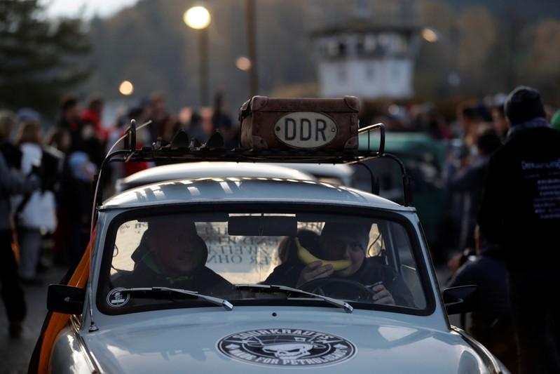 Go Trabi go Germans reenact fall of Berlin Wall with car parade