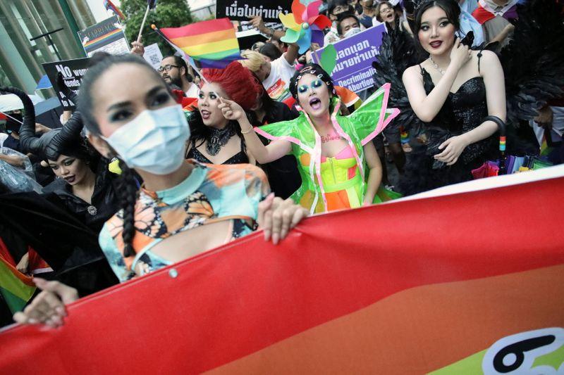 Thai LGBT and antigovernment protesters join in Pride Parade