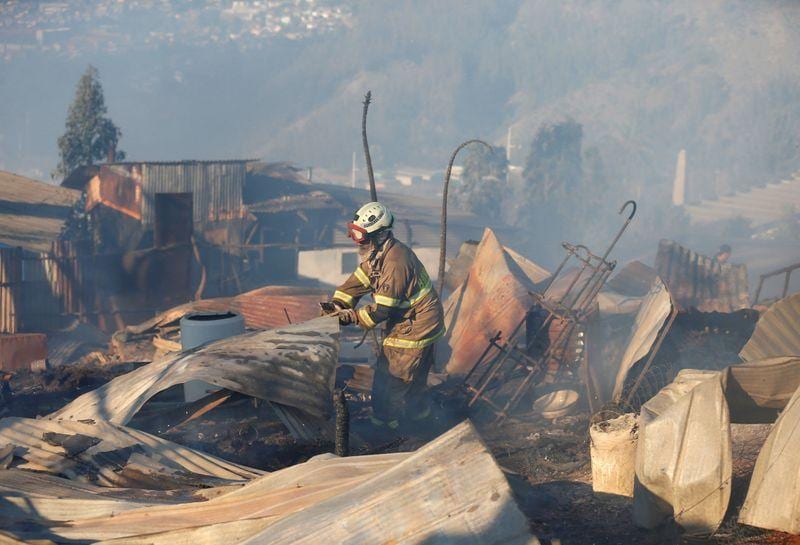 Fire in Chilean city of Valparaso destroys about 50 homes  firefighters